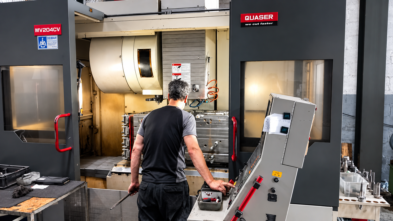 CNC operator working on tooling